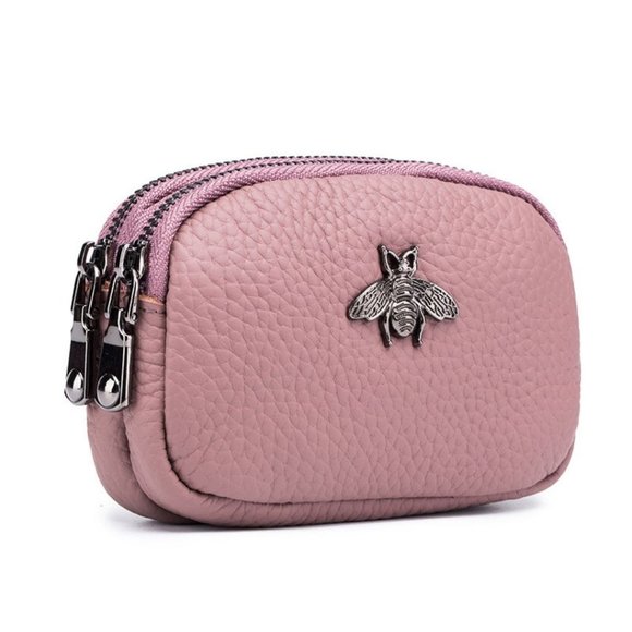 Genuine leather double zipper coin purse - Picture 7 of 13
